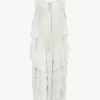 Abito lungo oversize con volant in mousseline di seta Abito lungo oversize con volant in mousseline di seta