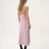 Abito midi con spalline sottili in crêpe de chine e pizzo Abito midi con spalline sottili in crêpe de chine e pizzo