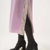 Abito midi con spalline sottili in crêpe de chine e pizzo Abito midi con spalline sottili in crêpe de chine e pizzo