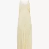 Abito midi con spalline sottili in jacquard di seta e pizzo Abito midi con spalline sottili in jacquard di seta e pizzo