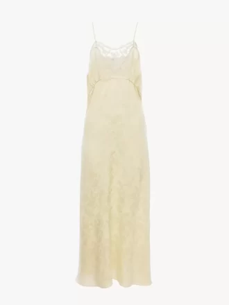 Abito midi con spalline sottili in jacquard di seta e pizzo Abito midi con spalline sottili in jacquard di seta e pizzo
