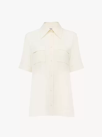 Blusa a maniche corte in crêpe de chine Blusa a maniche corte in crêpe de chine