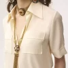 Blusa a maniche corte in crêpe de chine Blusa a maniche corte in crêpe de chine