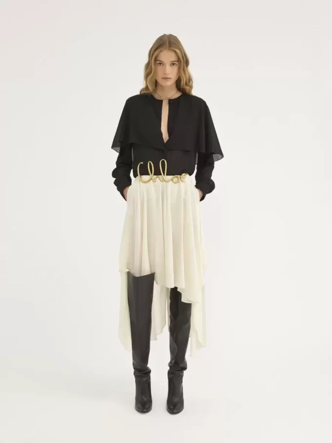 Blusa a mantella in georgette di seta Blusa a mantella in georgette di seta