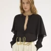 Blusa a mantella in georgette di seta Blusa a mantella in georgette di seta