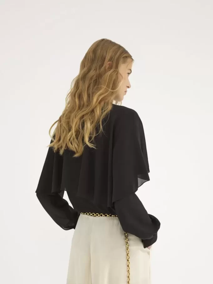 Blusa a mantella in georgette di seta Blusa a mantella in georgette di seta
