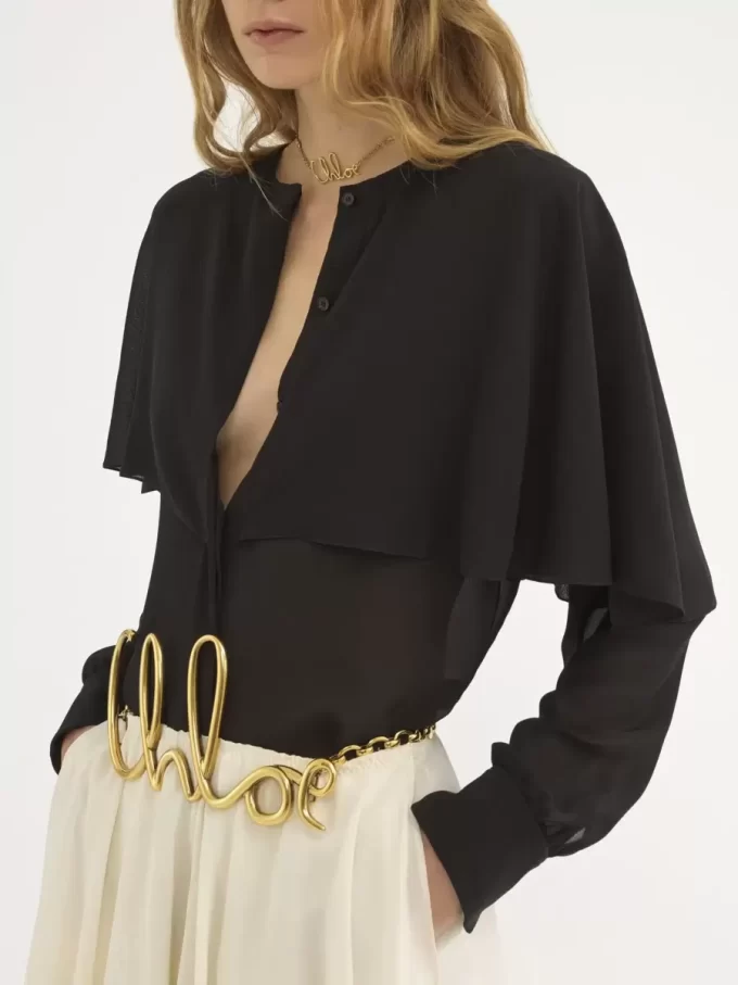 Blusa a mantella in georgette di seta Blusa a mantella in georgette di seta