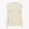 Blusa arricciata in crêpe de chine e pizzo Blusa arricciata in crêpe de chine e pizzo