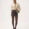 Blusa arricciata in crêpe de chine e pizzo Blusa arricciata in crêpe de chine e pizzo