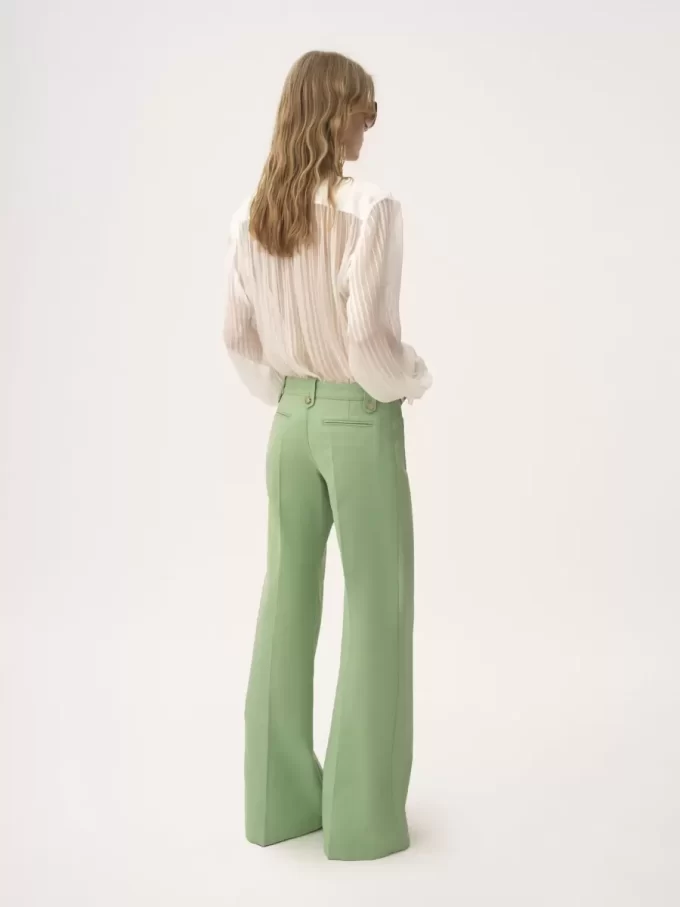 Blusa arricciata in mousseline di seta e pizzo Blusa arricciata in mousseline di seta e pizzo