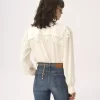 Blusa con collo alto in jacquard di seta e pizzo Blusa con collo alto in jacquard di seta e pizzo