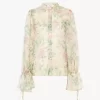 Blusa con maniche a sbuffo in mousseline di seta Blusa con maniche a sbuffo in mousseline di seta