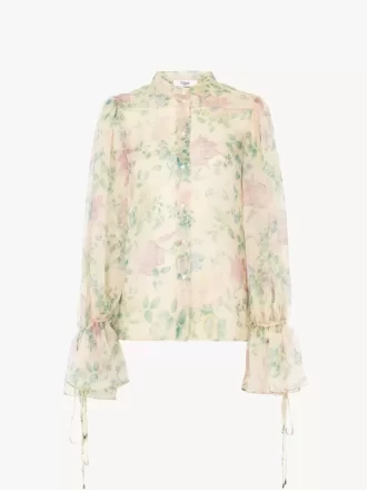 Blusa con maniche a sbuffo in mousseline di seta Blusa con maniche a sbuffo in mousseline di seta