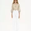 Blusa con maniche a sbuffo in mousseline di seta Blusa con maniche a sbuffo in mousseline di seta