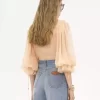 Blusa con maniche a sbuffo in mousseline di seta Blusa con maniche a sbuffo in mousseline di seta