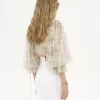 Blusa con maniche a sbuffo in mousseline di seta Blusa con maniche a sbuffo in mousseline di seta
