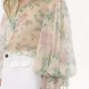 Blusa con maniche a sbuffo in mousseline di seta Blusa con maniche a sbuffo in mousseline di seta