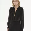 Blusa con volant in georgette di seta Blusa con volant in georgette di seta