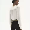 Blusa con volant in georgette di seta Blusa con volant in georgette di seta