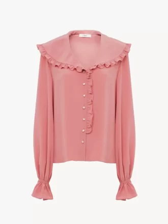 Blusa fluida con volant in crêpe de chine Blusa fluida con volant in crêpe de chine