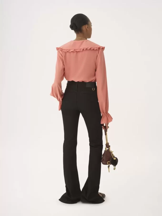Blusa fluida con volant in crêpe de chine Blusa fluida con volant in crêpe de chine