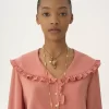 Blusa fluida con volant in crêpe de chine Blusa fluida con volant in crêpe de chine