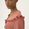 Blusa fluida con volant in crêpe de chine Blusa fluida con volant in crêpe de chine