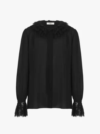 Blusa fluida in georgette di seta e pizzo Blusa fluida in georgette di seta e pizzo
