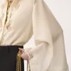 Blusa fluida in georgette di seta e pizzo Blusa fluida in georgette di seta e pizzo