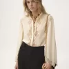 Blusa fluida in georgette di seta e pizzo Blusa fluida in georgette di seta e pizzo