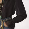 Blusa fluida in georgette di seta e pizzo Blusa fluida in georgette di seta e pizzo