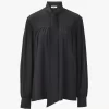 Blusa lavallière con maxi arricciatura in crêpe de chine Blusa lavallière con maxi arricciatura in crêpe de chine