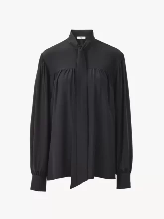 Blusa lavallière con maxi arricciatura in crêpe de chine Blusa lavallière con maxi arricciatura in crêpe de chine