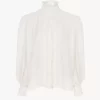 Blusa oversize con volant in jacquard di seta Blusa oversize con volant in jacquard di seta