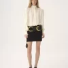 Blusa oversize con volant in jacquard di seta Blusa oversize con volant in jacquard di seta