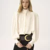 Blusa oversize con volant in jacquard di seta Blusa oversize con volant in jacquard di seta