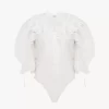 Body con maniche a sbuffo in misto cotone e pizzo guipure Body con maniche a sbuffo in misto cotone e pizzo guipure