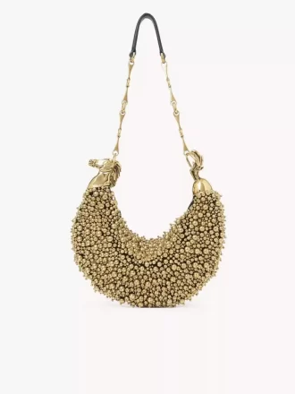 Borsa a tracolla Chain Horse in pelle scamosciata con perline