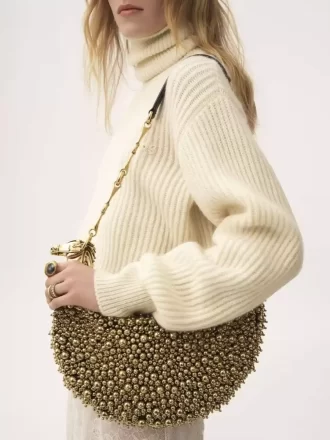 Borsa a tracolla Chain Horse in pelle scamosciata con perline
