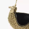 Borsa a tracolla Chain Horse in pelle scamosciata con perline Borsa a tracolla Chain Horse in pelle scamosciata con perline