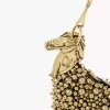 Borsa a tracolla Chain Horse in pelle scamosciata con perline Borsa a tracolla Chain Horse in pelle scamosciata con perline