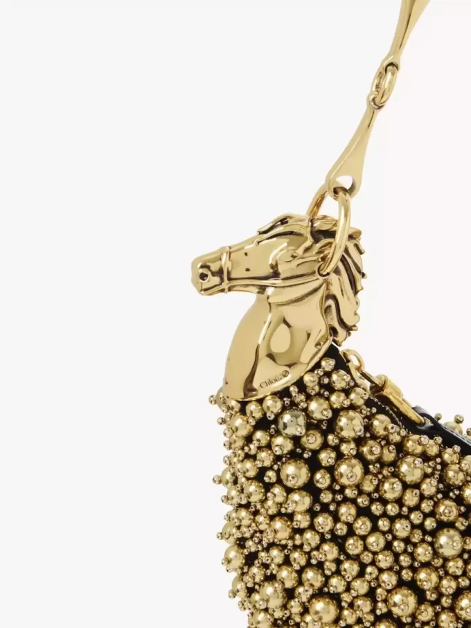 Borsa a tracolla Chain Horse in pelle scamosciata con perline Borsa a tracolla Chain Horse in pelle scamosciata con perline