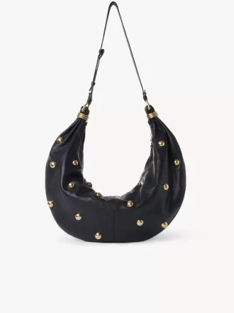 Borsa hobo grande Bracelet in pelle martellata con borchie