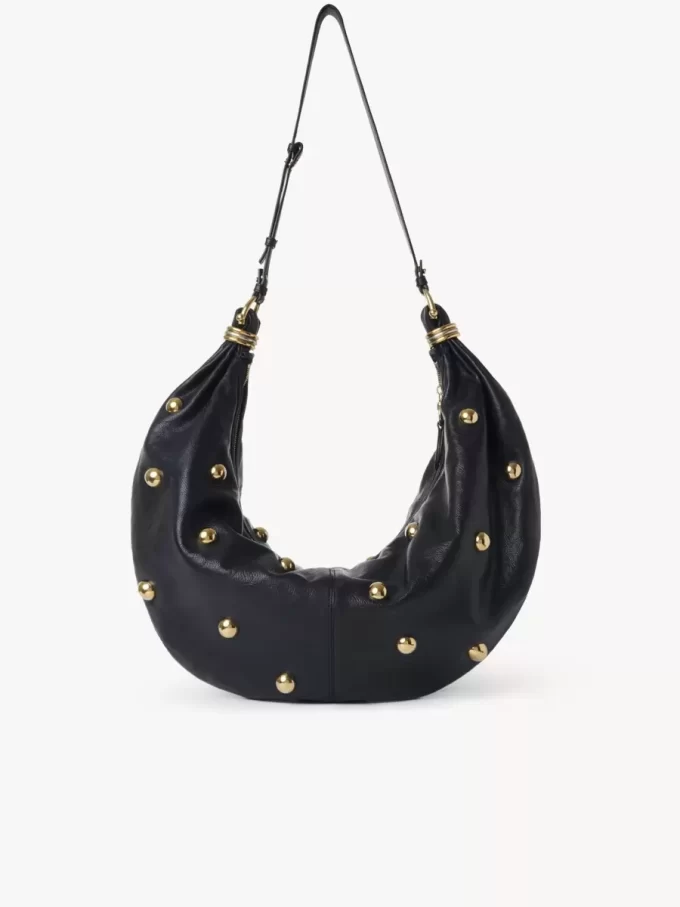 Borsa hobo grande Bracelet in pelle martellata con borchie Borsa hobo grande Bracelet in pelle martellata con borchie