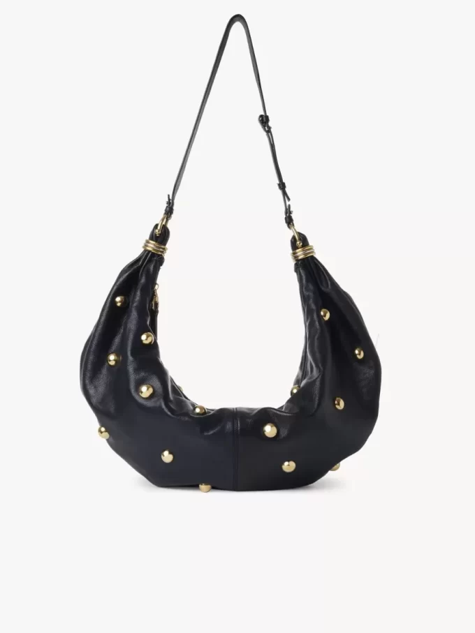 Borsa hobo grande Bracelet in pelle martellata con borchie Borsa hobo grande Bracelet in pelle martellata con borchie