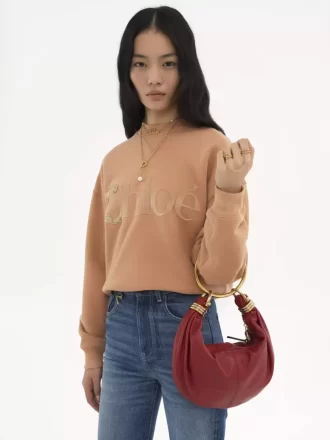 Borsa Hobo piccola con bracciale in pelle martellata