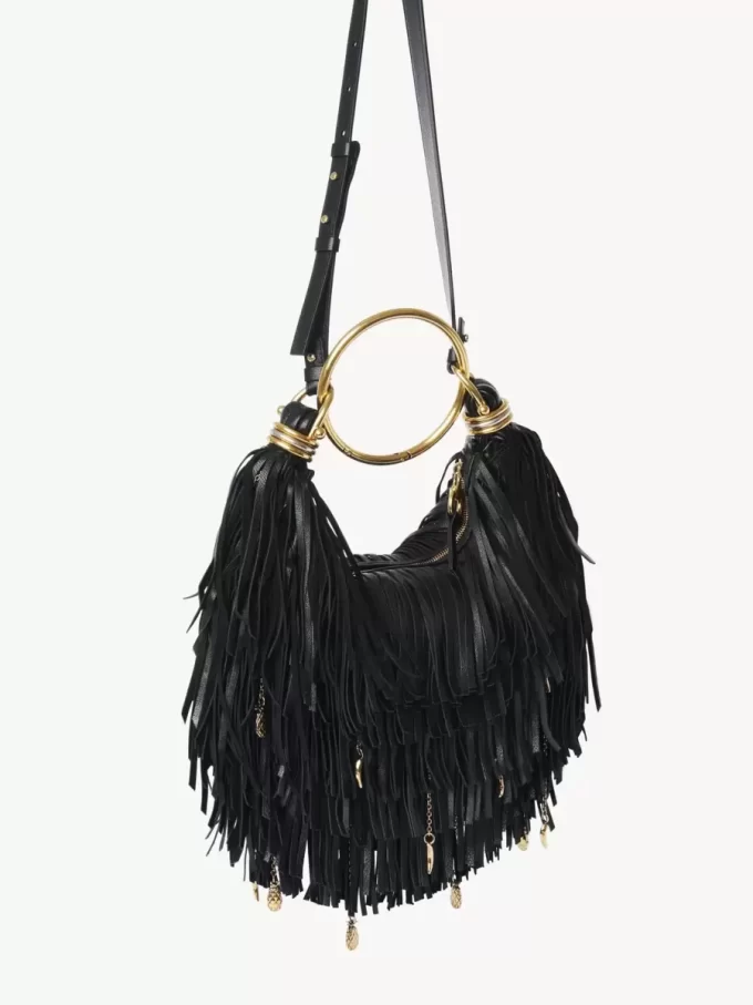Borsa Hobo Small Bracelet in pelle con frange Borsa Hobo Small Bracelet in pelle con frange