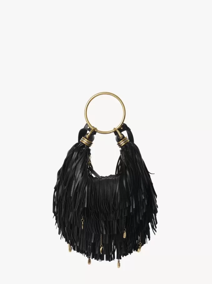 Borsa Hobo Small Bracelet in pelle con frange Borsa Hobo Small Bracelet in pelle con frange