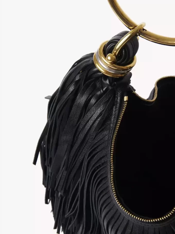 Borsa Hobo Small Bracelet in pelle con frange Borsa Hobo Small Bracelet in pelle con frange