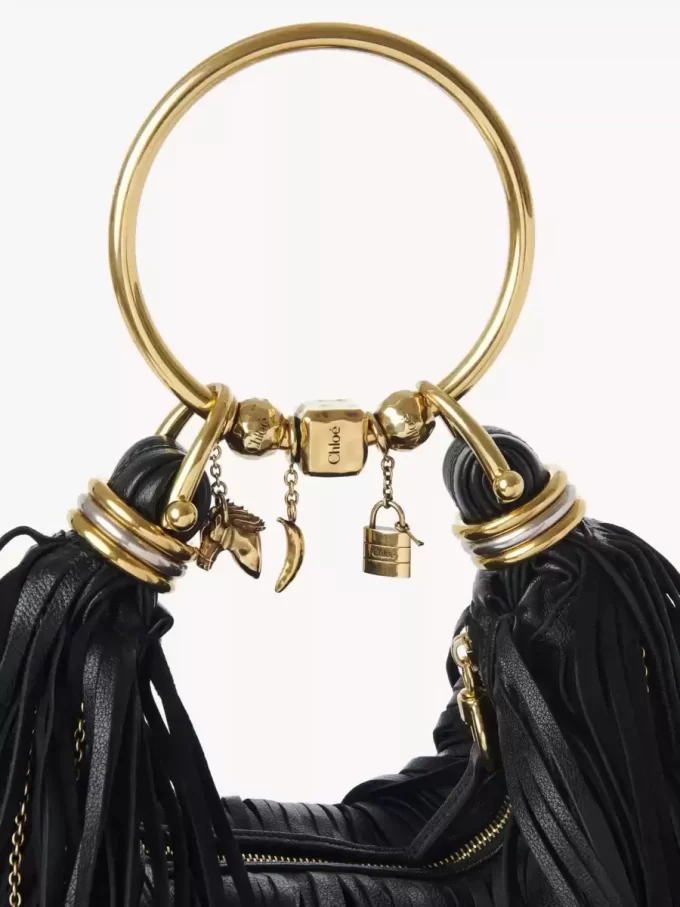 Borsa Hobo Small Bracelet in pelle con frange Borsa Hobo Small Bracelet in pelle con frange